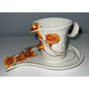 3D Calla Lilly Tea/Coffee Mug Bone China‎ Creative Serveware 2 Piece